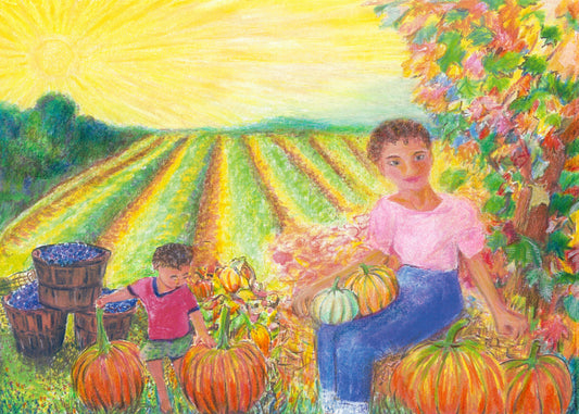 Autumn - Mom & Child with Pumpkins