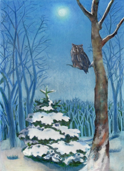 Winter - Owl in Moonlight